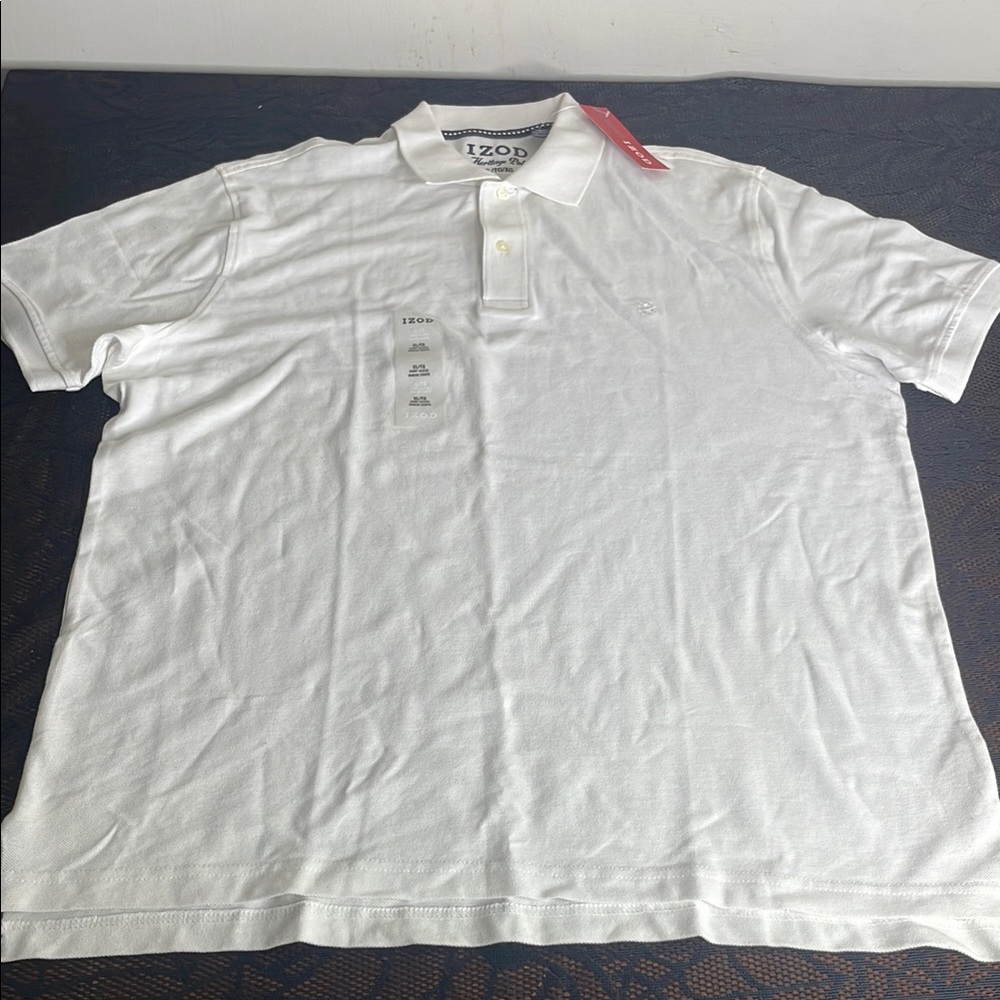 Izod White Polo Shirt Classic Knit Short Sleeve